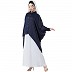 Designer Shirt style Kaftan with inner abaya- Navy Blue-White